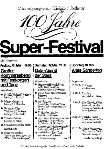 Festival-Programm 100 Jahre MGV Rethmar